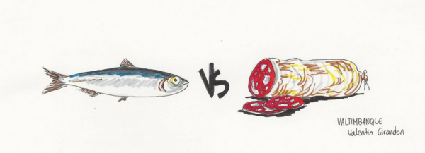 Caricature OM-OL sardine saussisson