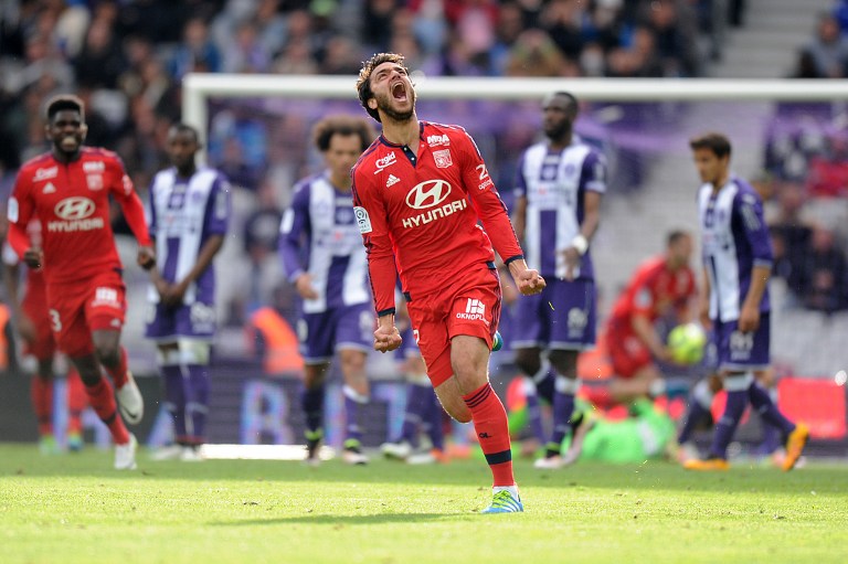 Clément Grenier après un but lors de Toulouse - OL