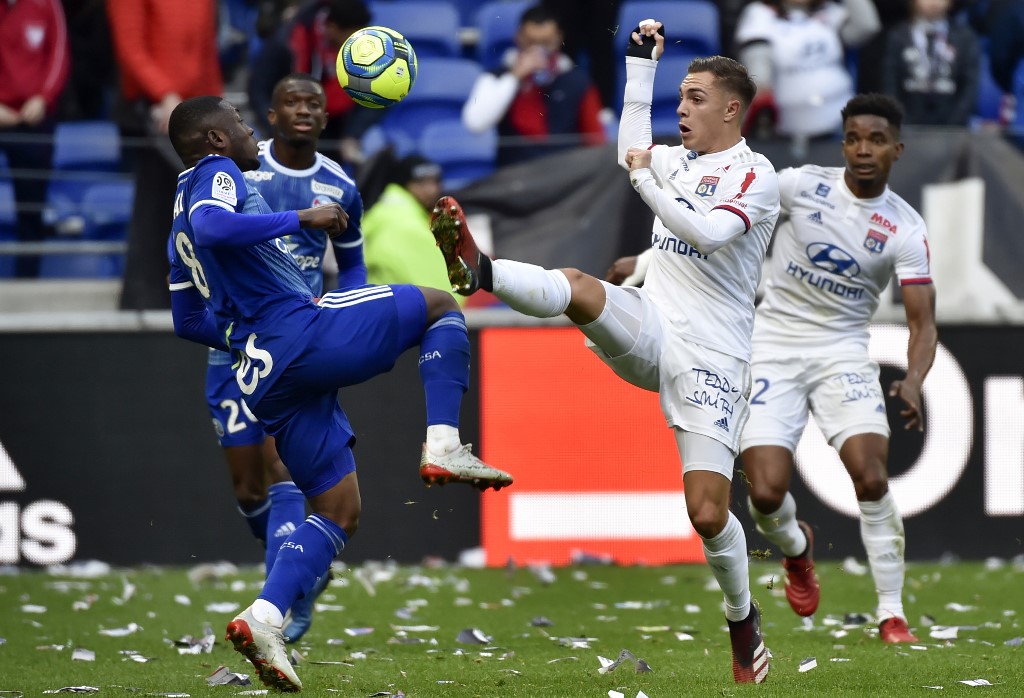 Maxence Caqueret lors d'OL - Strasbourg