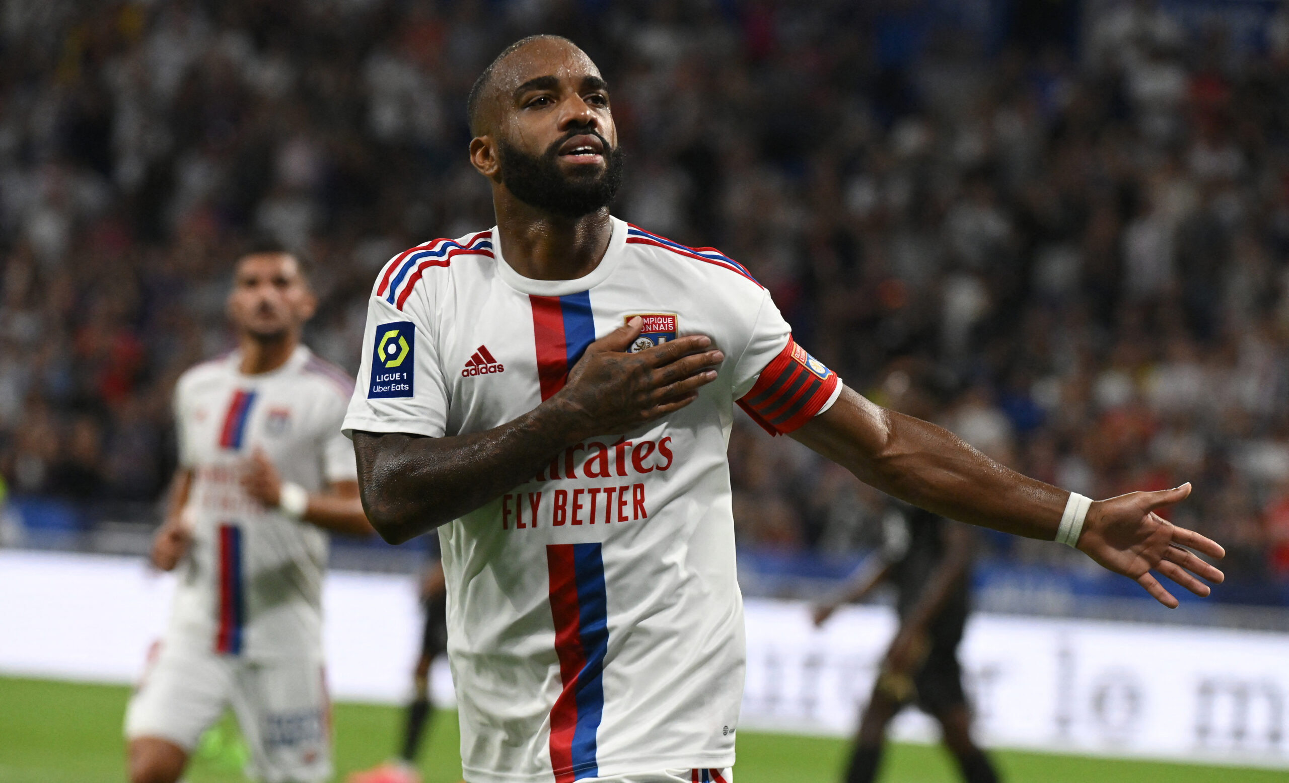 Alexandre Lacazette après son but contre Ajaccio