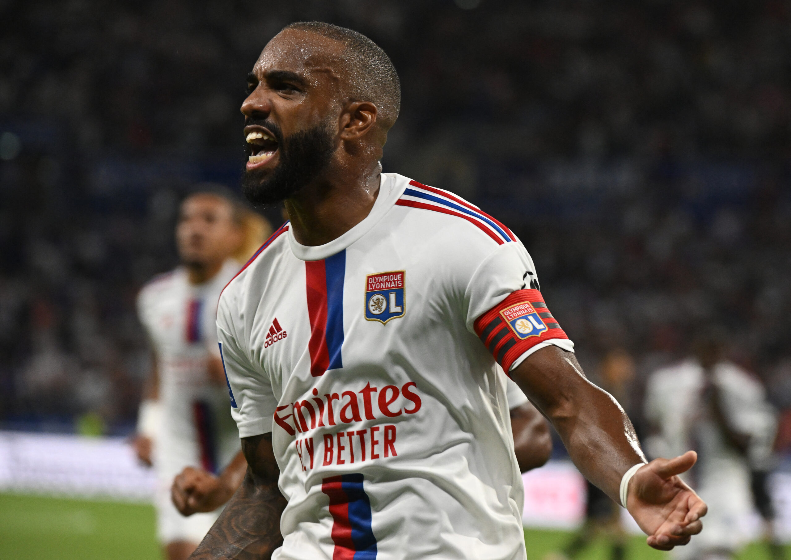 Alexandre Lacazette après son but contre Ajaccio