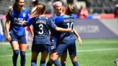 Les joueuses de l'OL Reign lors du match contre Gotham