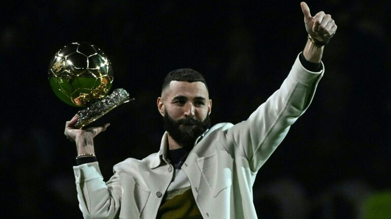 Karim Benzema lors de son Ballon d'Or au Parc OL