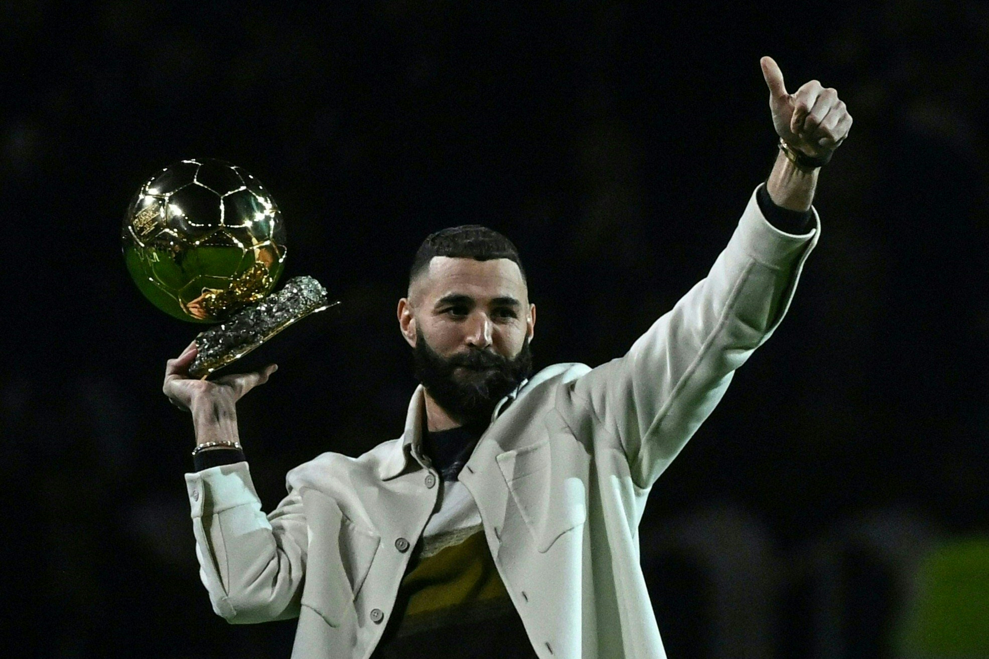 Karim Benzema lors de son Ballon d'Or au Parc OL