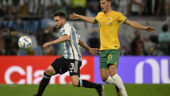 Nicolas Tagliafico (OL) lors d'Argentine - Australie en 8e de la Coupe du Monde 2022