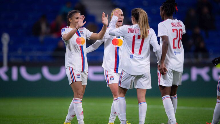 Les joueuses de l'OL lors de leur victoire face à Zurich en décembre 2022