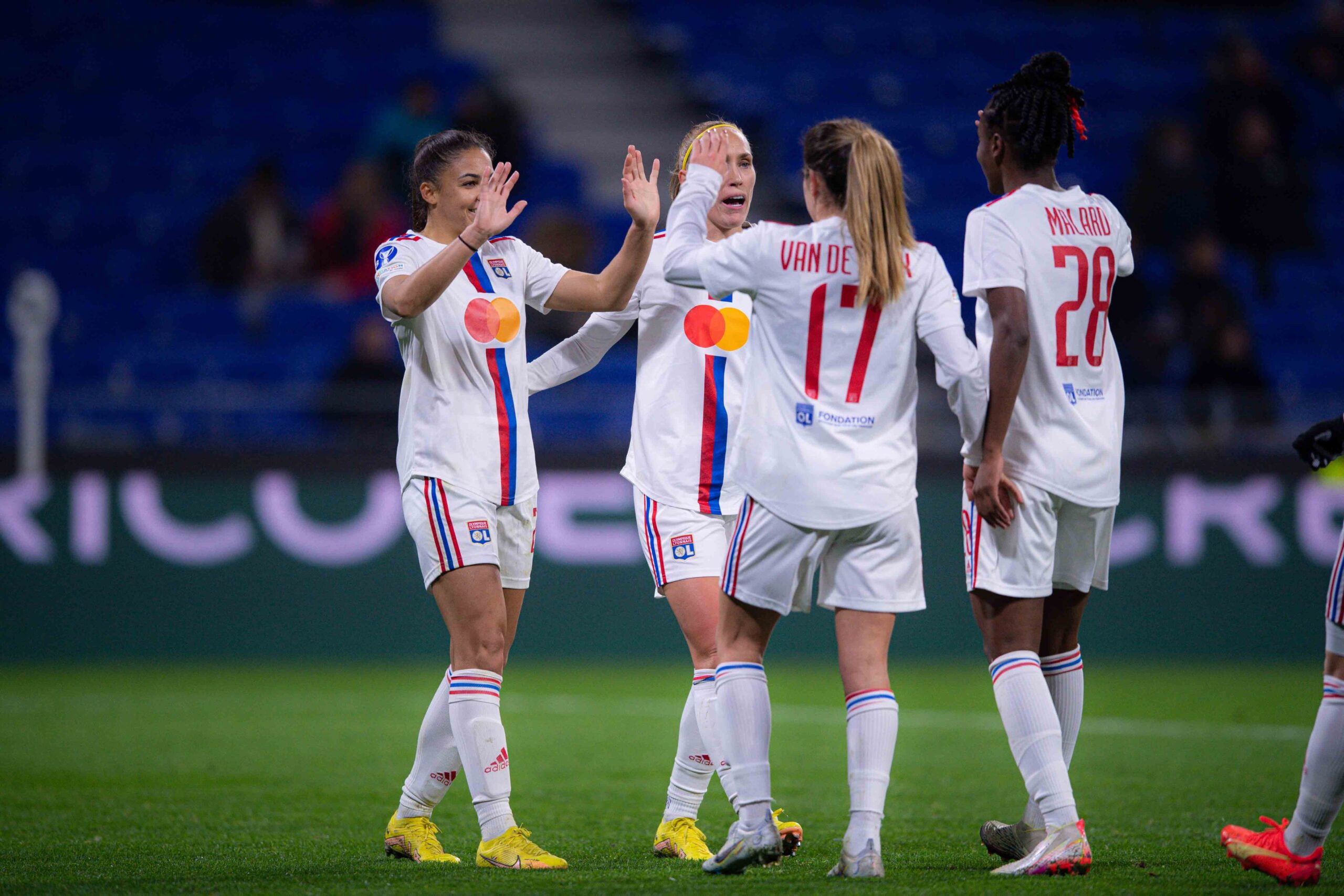 Les joueuses de l'OL lors de leur victoire face à Zurich en décembre 2022