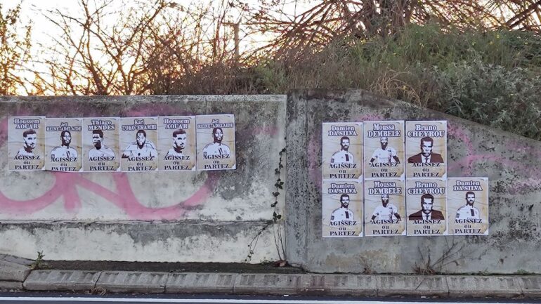 Affiche contre les joueurs de l'OL et la direction