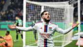 Rayan Cherki après son but lors d'OL - Lens