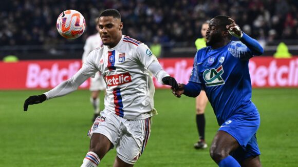 Amin Sarr contre Grenoble en Coupe de France en février 2023