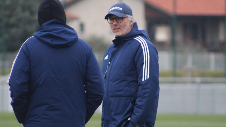 Laurent Blanc à l'entraînement de l'OL