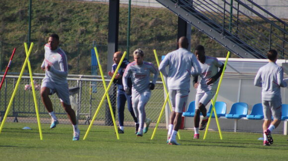 Les joueurs de l'OL à l'entraînement du 15 février 2023