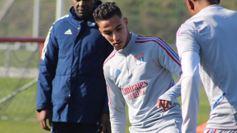 Achraf Laaziri à l'entraînement de l'OL du 15 février 2023