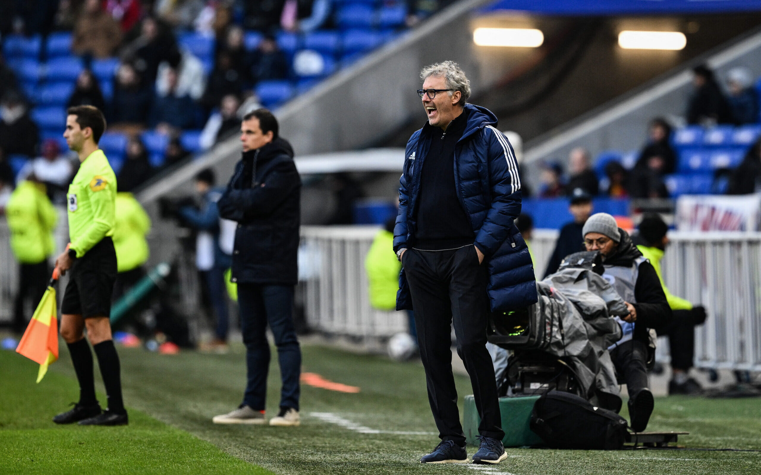 Laurent Blanc lors d'OL - Lorient en mars 2023