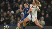 Lindsey Horan lors d'OL - Chelsea en mars 2023