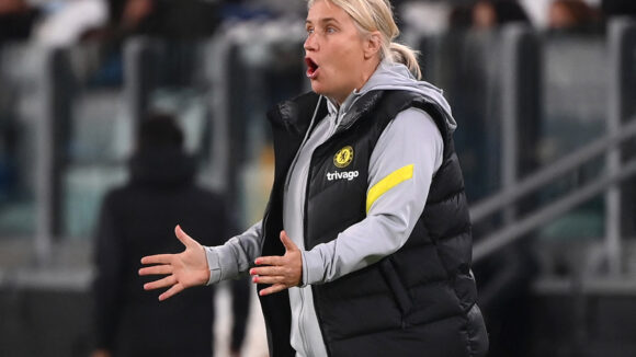 Emma Hayes, coach de Chelsea, lors du match contre la Juventus