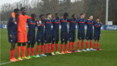 Khalis Merah (1er en partant de la droite) lors de sa première sélection avec l'équipe de France U16