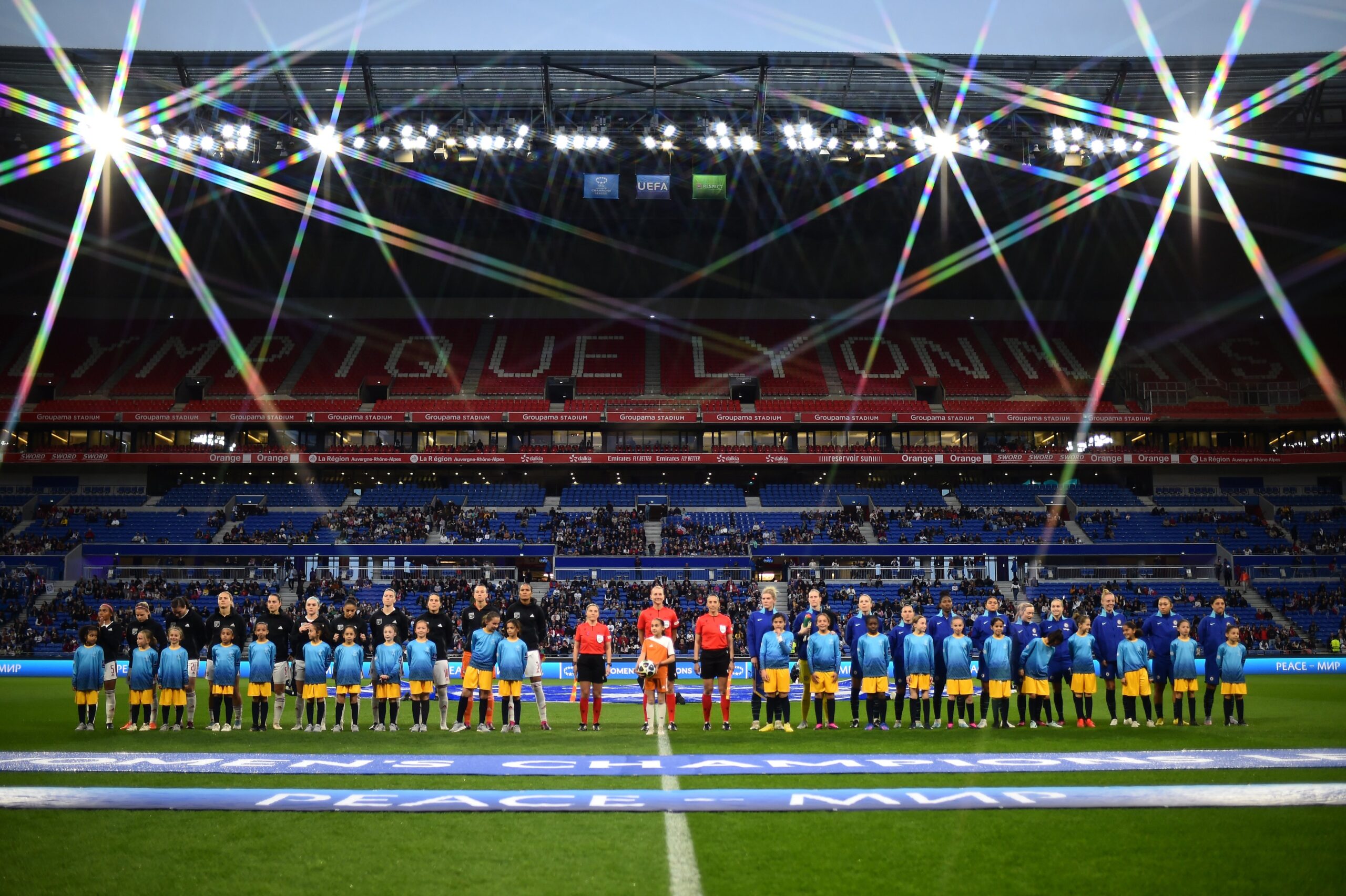 Les deux équipes de l'OL et Chelsea au Parc OL