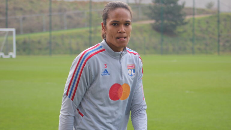 Wendie Renard, à l'entraînement de l'OL, le 1er mars 2023