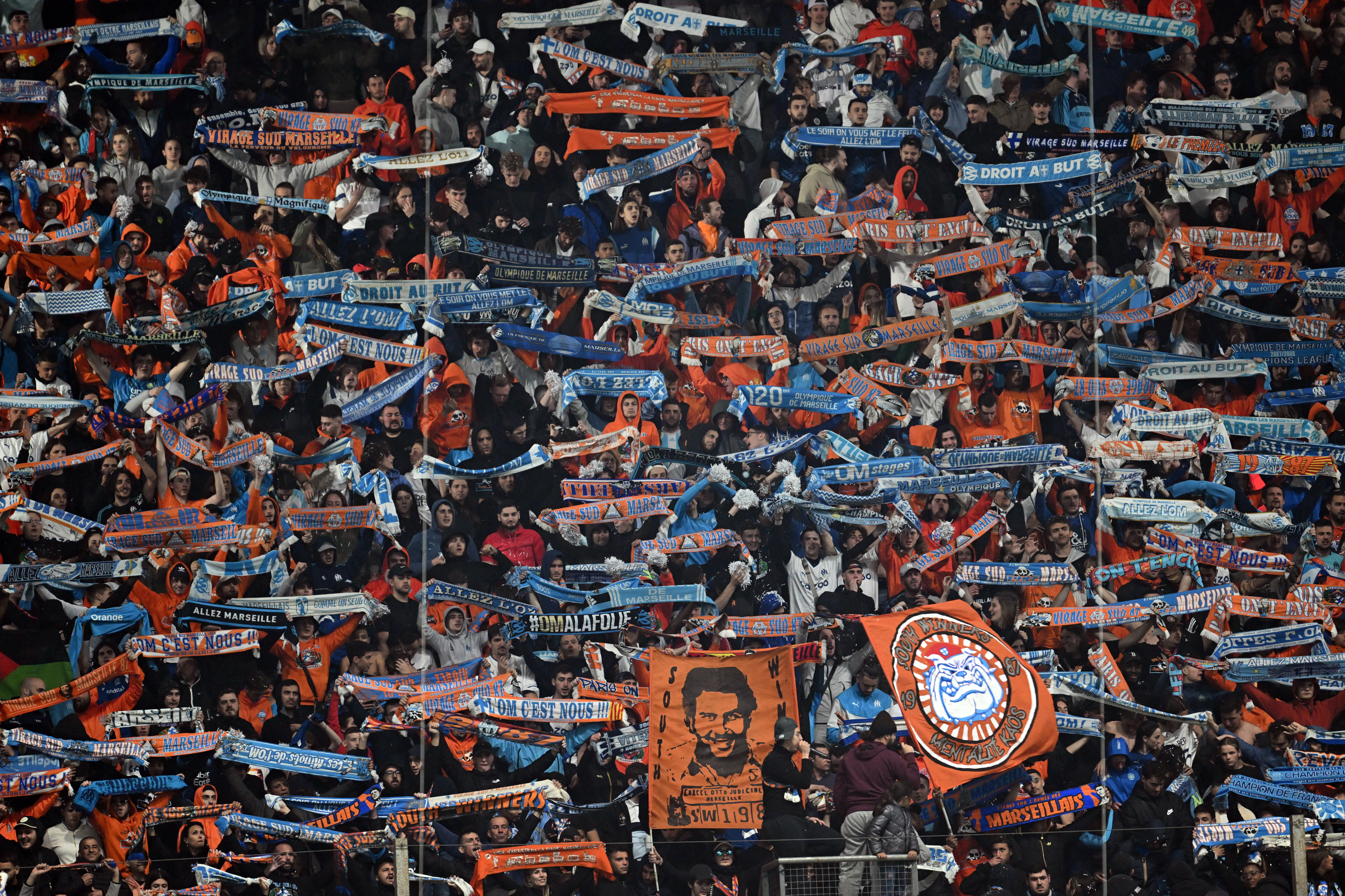 Les supporters marseillais lors d'OM - Montpellier