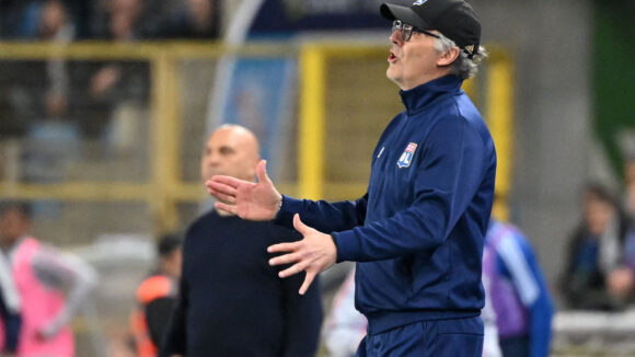 Laurent Blanc lors de Strasbourg - OL.