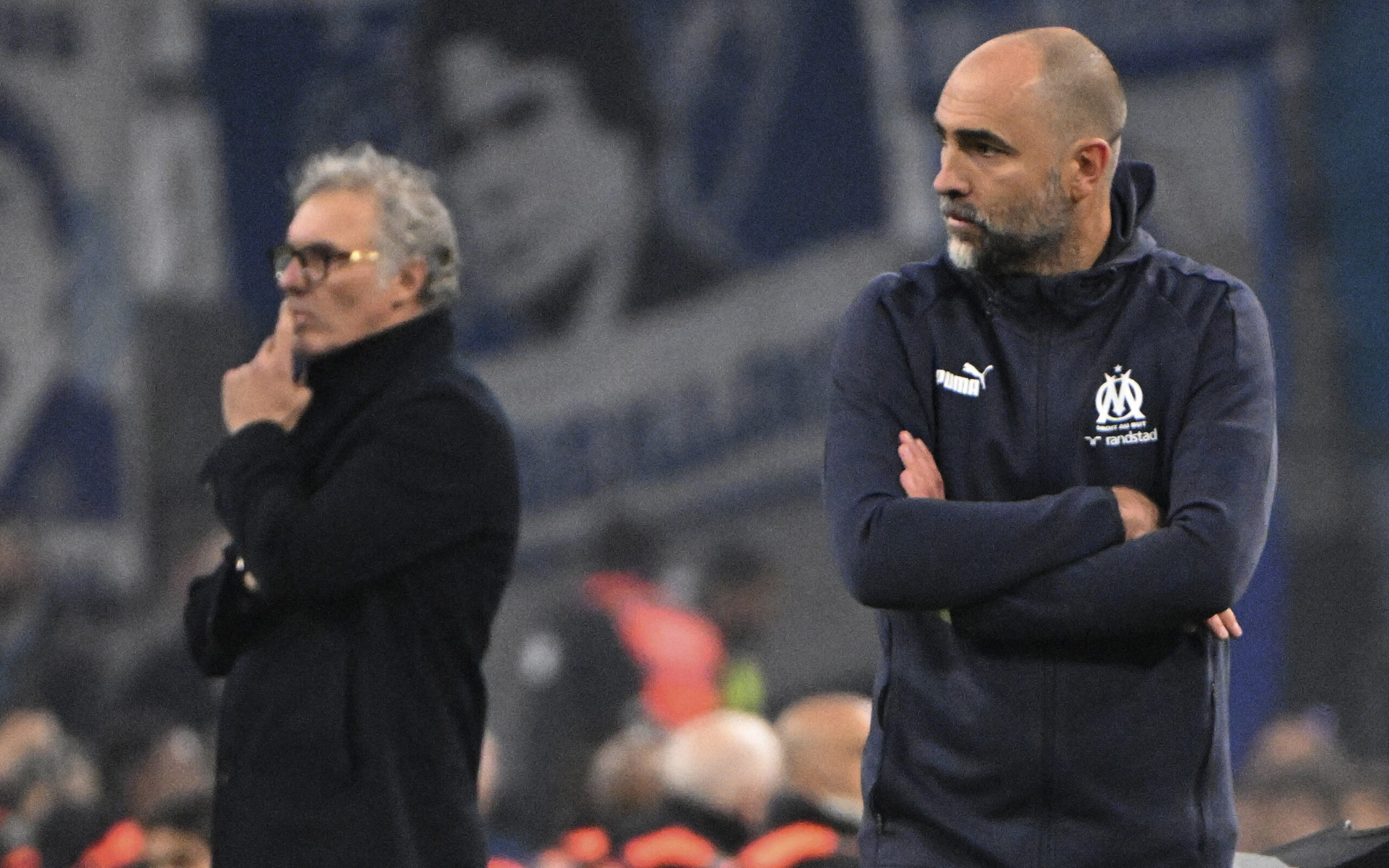 Igor Tudor et Laurent Blanc, respectivement coach de l'OM et de l'OL