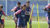 Mohamed El Arouch, Yacine Chaïb et Mathieu Patouillet à l'entraînement de l'OL