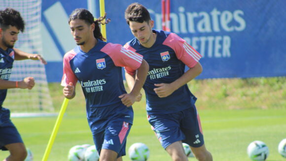 Yacine Chaïb et Mathieu Patouillet à l'entraînement de l'OL