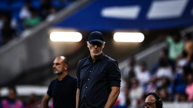 Laurent Blanc lors d'OL - Montpellier