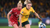 Ellie Carpenter avec l'Australie face au Danemark lors de la Coupe du monde 2023