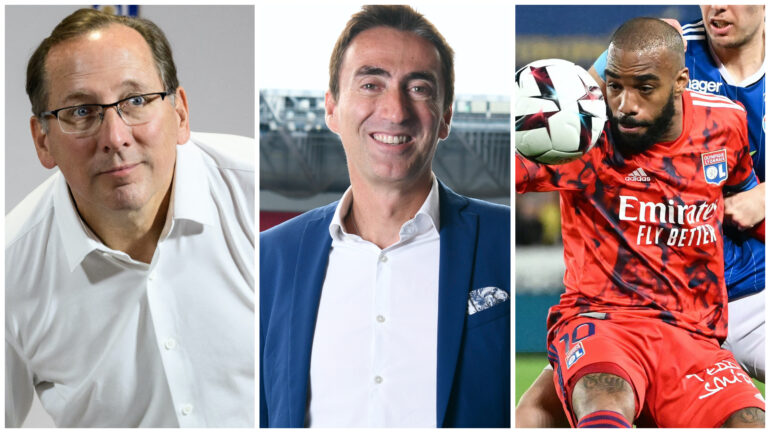 John Textor, Santiago Cucci et Alexandre Lacazette (OL)