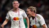 Eugénie Le Sommer qui célèbre son but lors de PSG - OL