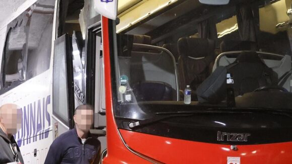 Le bus de l'OL (Crédit : Christophe SIMON / AFP)