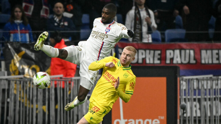 Clinton Mata lors de OL - Nantes, le 20 décembre 2023