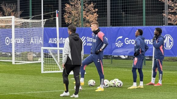 Jake O'Brien, à l'entraînement de l'OL, lundi 4 décembre 2023