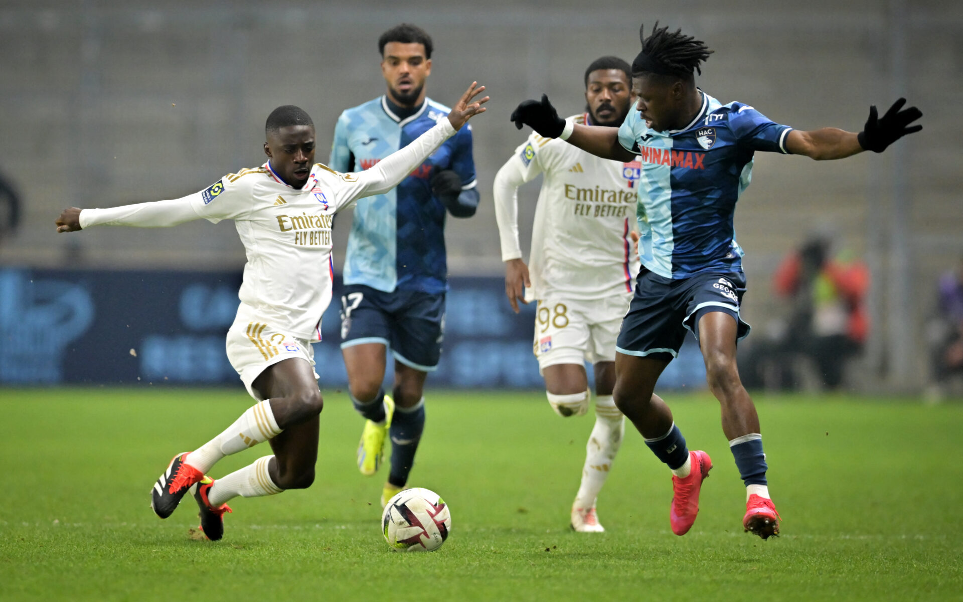 Saël Kumbedi (OL) contre Le Havre