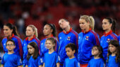 Les joueuses de l'OL féminin au match aller contre Benfica