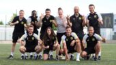 Laurie Dacquigny et des membres du staff de l'OL Académie