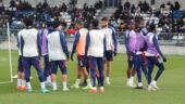 Les joueurs de l'OL à l'entraînement