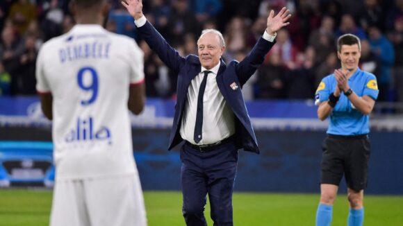 Bernard Lacombe lors de son hommage au Parc OL en 2019