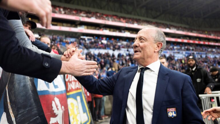 Bernard Lacombe lors de son hommage au Parc OL en 2019