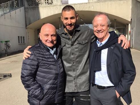 Fleury Di Nallo, Karim Benzema et Bernard Lacombe au stade Gerland