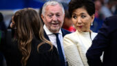 Michele Kang et Jean-Michel Aulas lors d'un match de l'OL
