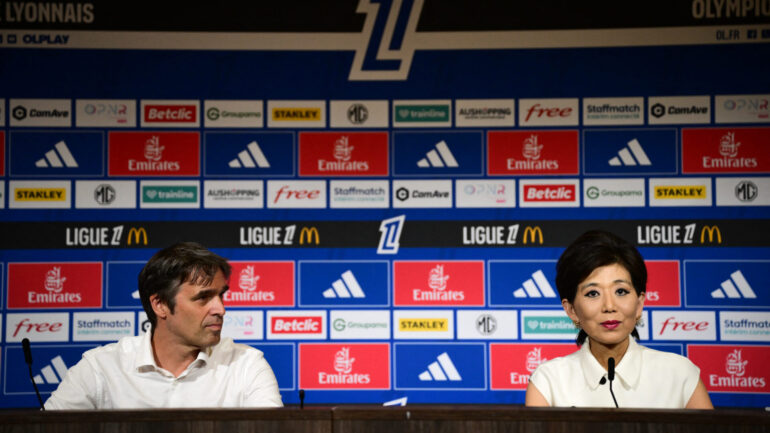 Michael Gerlinger, directeur général de l'OL, et sa présidente Michele Kang