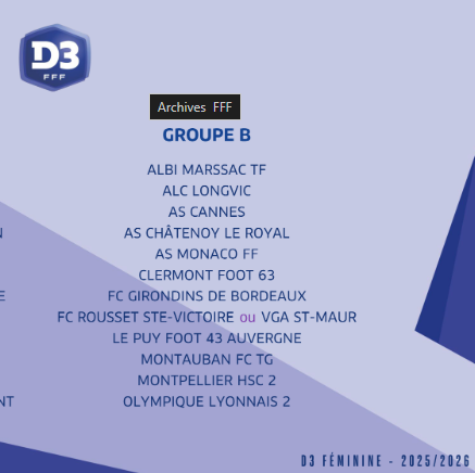La poule 2025-2026 pour la D3 d'OL Lyonnes 