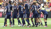 Les joueurs de l'OL contre Lens