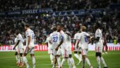 La joie des joueurs de l'OL face à Metz.