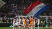 Les joueurs de l'OL après la victoire face à l'OM