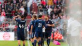 Les joueurs de l'OL contre le Bayern Munich