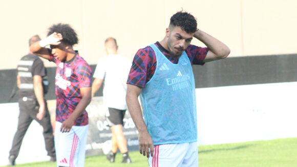 Georges Mikautadze à l'échauffement avec OL - Getafe